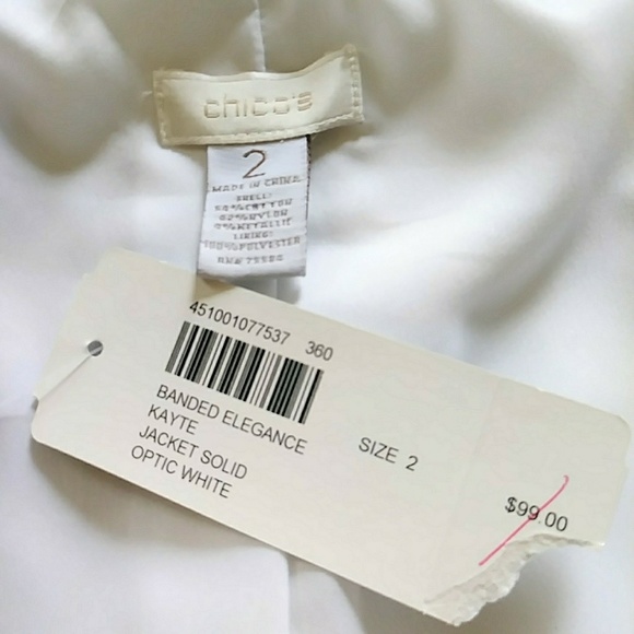 NWT Chico's Sz M Optic White Kayte Jacket - Picture 7 of 7